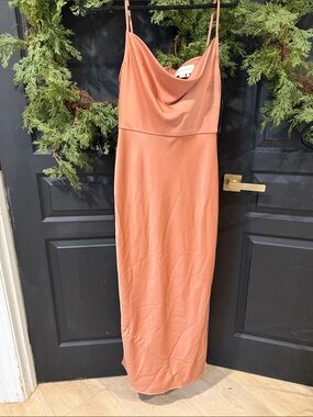 Sachin + Babi Terracotta Cowl Neck Slip Maxi Dress